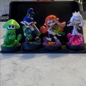 Lot of 4 Splatoon Amiibo’s Nintendo, pearl, green squid, inkling boy & girl,